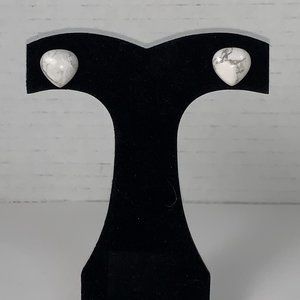 13mm White Heart Howlite Post Earrings
